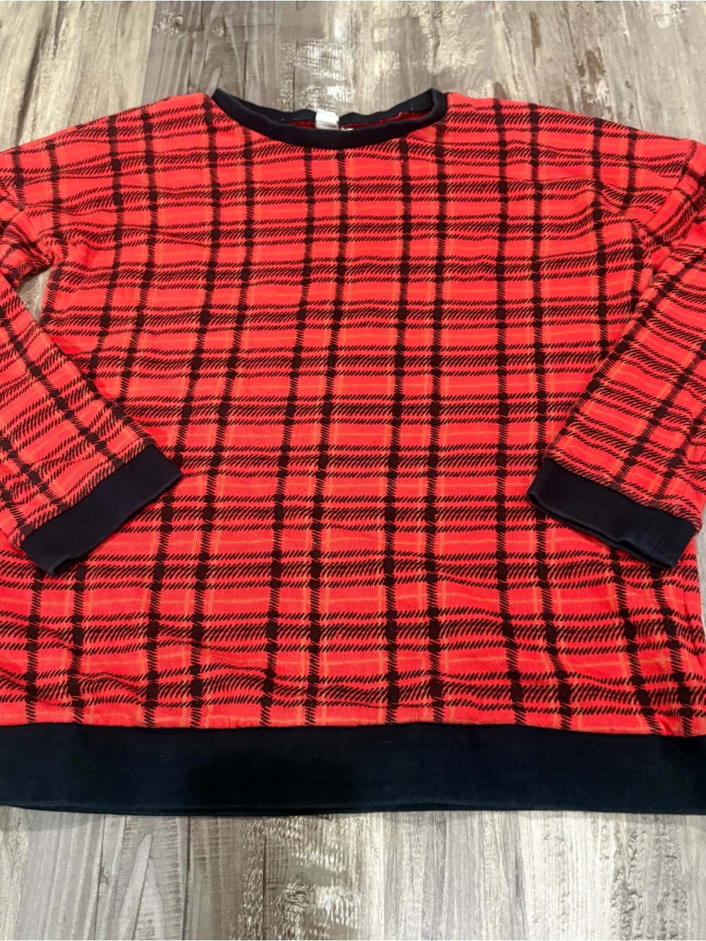 VANS Morning Bell Pullover Sweater VN0X7DE6I Mars Red Plaid Tartan SZ M